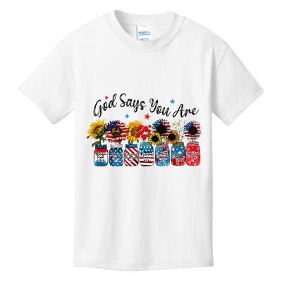 God Shed His Grace On Thee 4th Of July Sunflowers Patriotic Kids T-Shirt