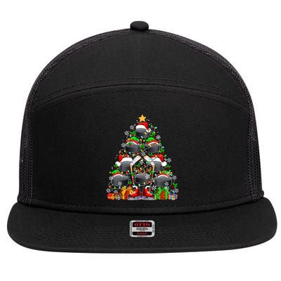 Group Santa Hockey Equipt As Xmas Tree Costume Player Meaningful Gift 7 Panel Mesh Trucker Snapback Hat