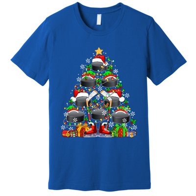 Group Santa Hockey Equipt As Xmas Tree Costume Player Meaningful Gift Premium T-Shirt