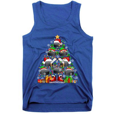 Group Santa Hockey Equipt As Xmas Tree Costume Player Meaningful Gift Tank Top