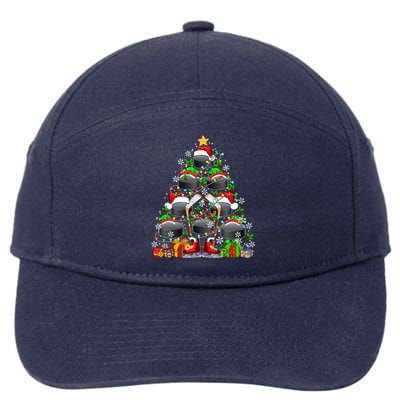 Group Santa Hockey Equipt As Xmas Tree Costume Player Meaningful Gift 7-Panel Snapback Hat