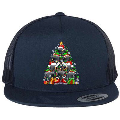 Group Santa Hockey Equipt As Xmas Tree Costume Player Meaningful Gift Flat Bill Trucker Hat