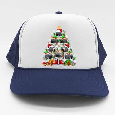 Group Santa Hockey Equipt As Xmas Tree Costume Player Meaningful Gift Trucker Hat