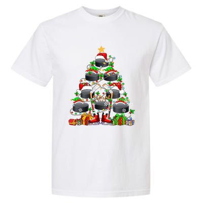 Group Santa Hockey Equipt As Xmas Tree Costume Player Meaningful Gift Garment-Dyed Heavyweight T-Shirt