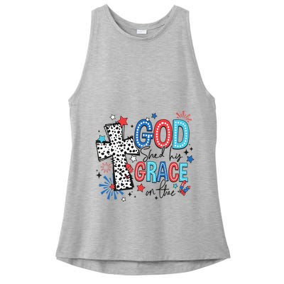 God Shed His Grace On Thee Ameria 1776 Patriotic 4th Of July Ladies PosiCharge Tri-Blend Wicking Tank