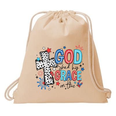 God Shed His Grace On Thee Ameria 1776 Patriotic 4th Of July Drawstring Bag