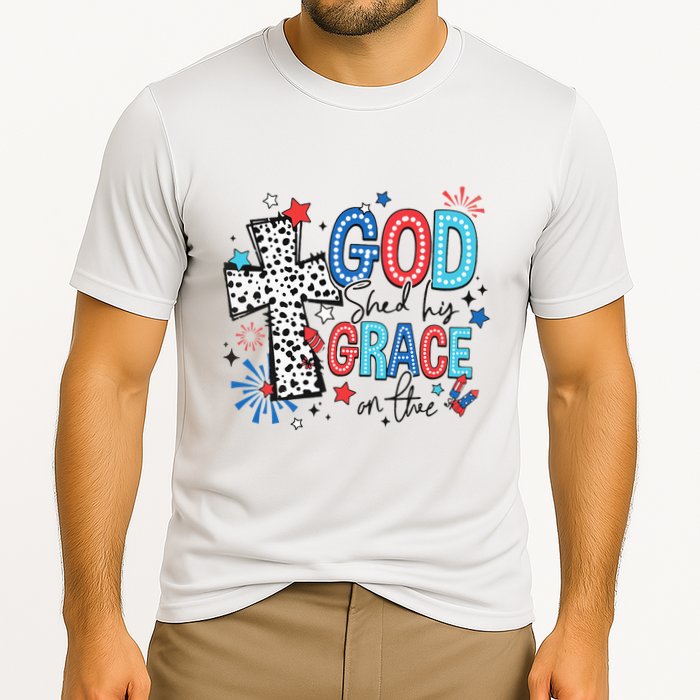 God Shed His Grace On Thee Ameria 1776 Patriotic 4th Of July Cooling Performance Crew T-Shirt