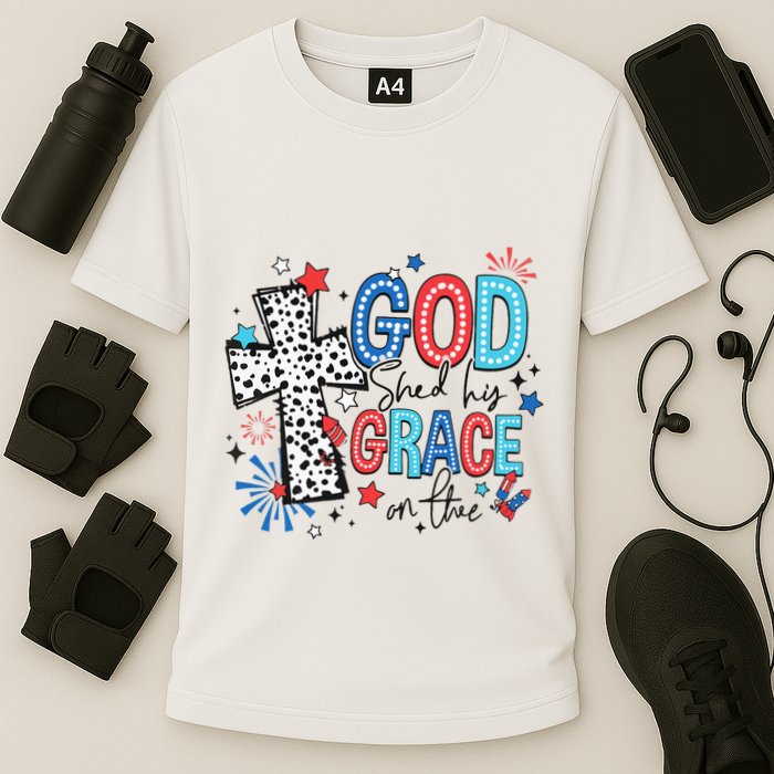 God Shed His Grace On Thee Ameria 1776 Patriotic 4th Of July Cooling Performance Crew T-Shirt