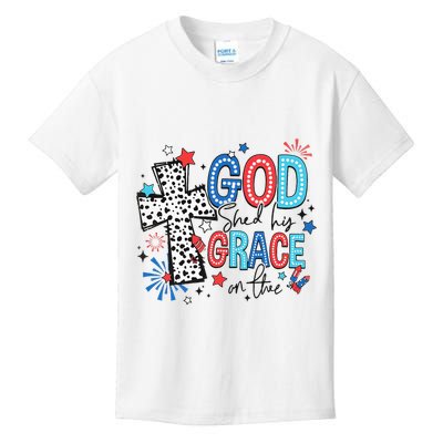 God Shed His Grace On Thee Ameria 1776 Patriotic 4th Of July Kids T-Shirt