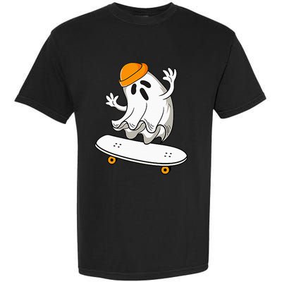 Ghost Skateboarding Halloween Skateboard Garment-Dyed Heavyweight T-Shirt