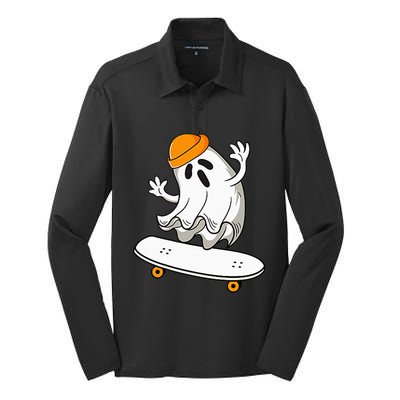 Ghost Skateboarding Halloween Skateboard Silk Touch Performance Long Sleeve Polo