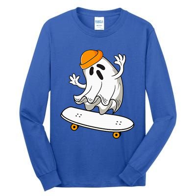 Ghost Skateboarding Halloween Skateboard Tall Long Sleeve T-Shirt