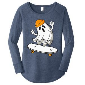 Ghost Skateboarding Halloween Skateboard Women's Perfect Tri Tunic Long Sleeve Shirt