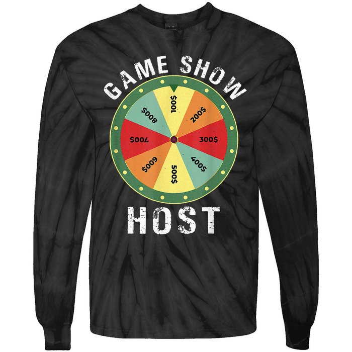 Game Show Host Trivia Board Game Night Questions Vintage Tie-Dye Long Sleeve Shirt