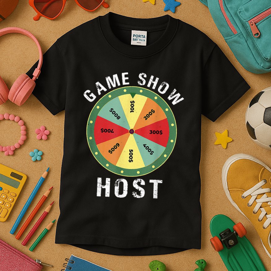 Game Show Host Trivia Board Game Night Questions Vintage Kids T-Shirt