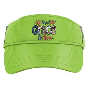 God Shed His Grace On Thee 4th Of July Groovy Patriotic Adult Drive Performance Visor