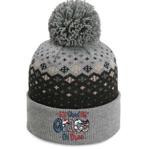 God Shed His Grace On Thee 4th Of July Groovy Patriotic The Baniff Cuffed Pom Beanie