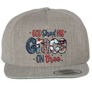 God Shed His Grace On Thee 4th Of July Groovy Patriotic Wool Snapback Cap