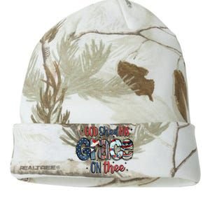 God Shed His Grace On Thee 4th Of July Groovy Patriotic Kati Licensed 12" Camo Beanie