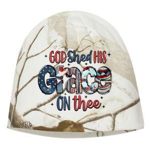 God Shed His Grace On Thee 4th Of July Groovy Patriotic Kati - Camo Knit Beanie