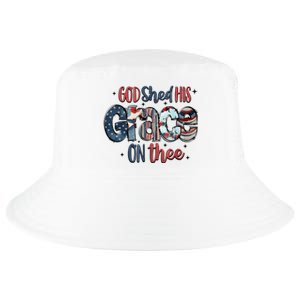 God Shed His Grace On Thee 4th Of July Groovy Patriotic Cool Comfort Performance Bucket Hat