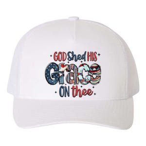 God Shed His Grace On Thee 4th Of July Groovy Patriotic Yupoong Adult 5-Panel Trucker Hat