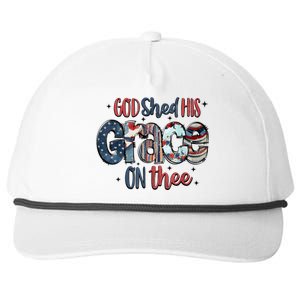 God Shed His Grace On Thee 4th Of July Groovy Patriotic Snapback Five-Panel Rope Hat