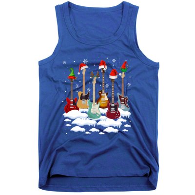 Guitar Santa Hat Christmas Tree Funny Music Loves Xmas Gift Tank Top