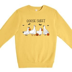 Goose Sheet Halloween Funny Ghoul Ghost Cute Pumpkin Premium Crewneck Sweatshirt