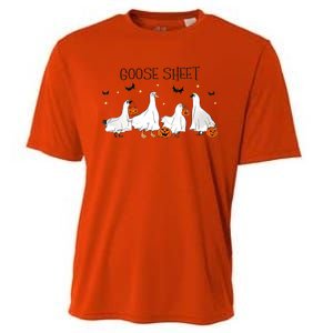 Goose Sheet Halloween Funny Ghoul Ghost Cute Pumpkin Cooling Performance Crew T-Shirt