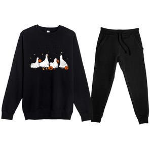 Goose Sheet Halloween Funny Ghoul Ghost Cute Pumpkin Premium Crewneck Sweatsuit Set