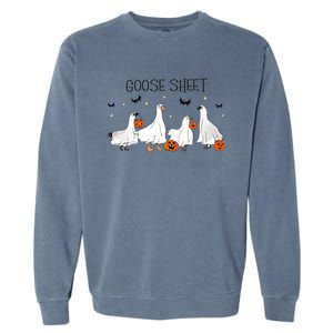 Goose Sheet Halloween Funny Ghoul Ghost Cute Pumpkin Garment-Dyed Sweatshirt