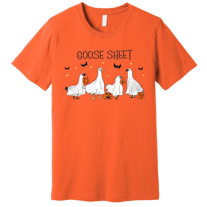 Goose Sheet Halloween Funny Ghoul Ghost Cute Pumpkin Premium T-Shirt