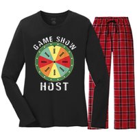 Game Show Host Trivia Board Game Night Questions Vintage Women's Long Sleeve Flannel Pajama Set 