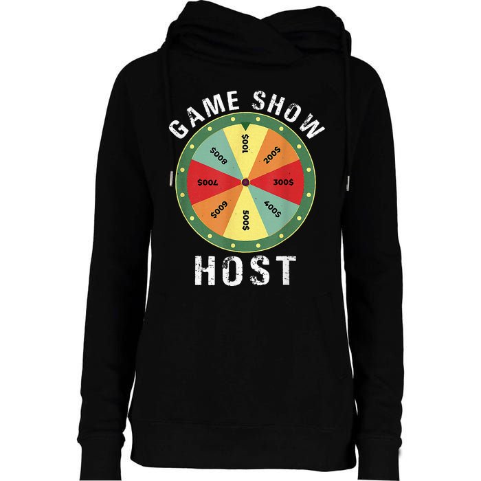 Game Show Host Trivia Board Game Night Questions Vintage Womens Funnel Neck Pullover Hood