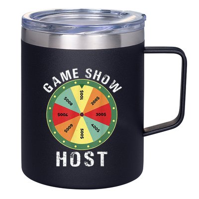 Game Show Host Trivia Board Game Night Questions Vintage 12oz Stainless Steel Coffee Mug