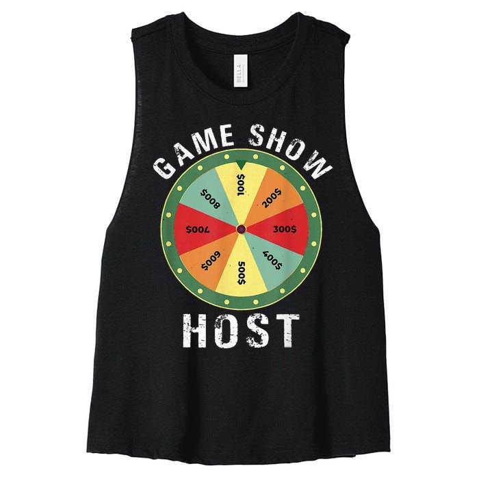 Game Show Host Trivia Board Game Night Questions Vintage Women's Racerback Cropped Tank