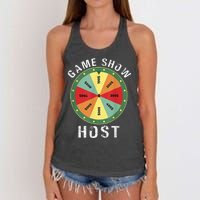 Game Show Host Trivia Board Game Night Questions Vintage Women's Knotted Racerback Tank