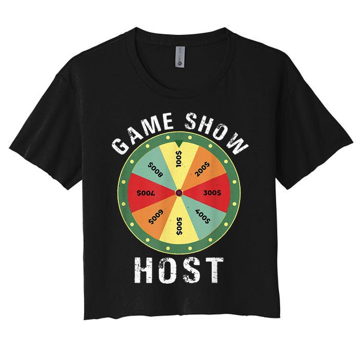 Game Show Host Trivia Board Game Night Questions Vintage Women's Crop Top Tee