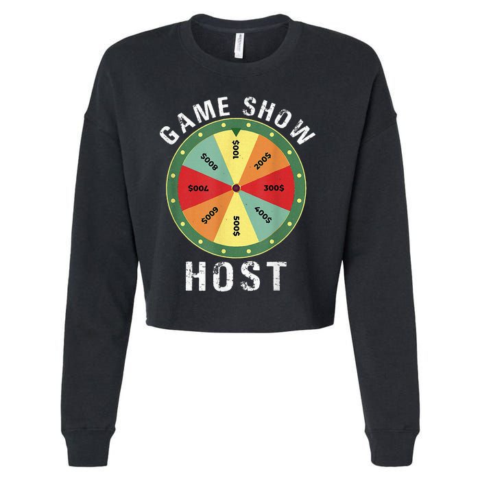 Game Show Host Trivia Board Game Night Questions Vintage Cropped Pullover Crew