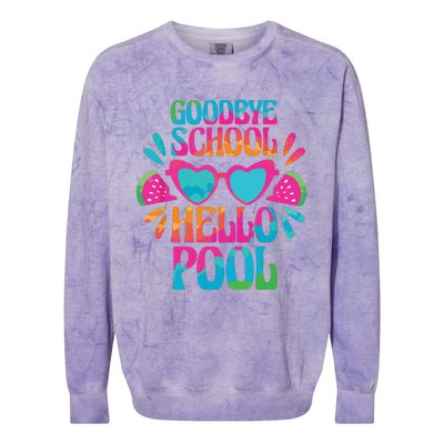 Goodbye School Hello Pool Watermelon Last Day Of School Colorblast Crewneck Sweatshirt