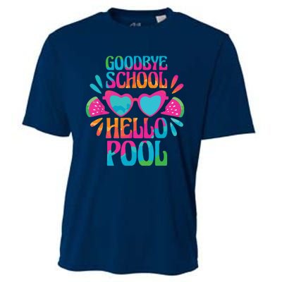 Goodbye School Hello Pool Watermelon Last Day Of School Cooling Performance Crew T-Shirt