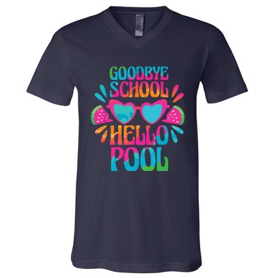 Goodbye School Hello Pool Watermelon Last Day Of School V-Neck T-Shirt