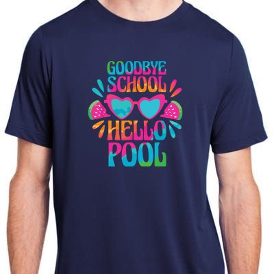 Goodbye School Hello Pool Watermelon Last Day Of School Adult ChromaSoft Performance T-Shirt