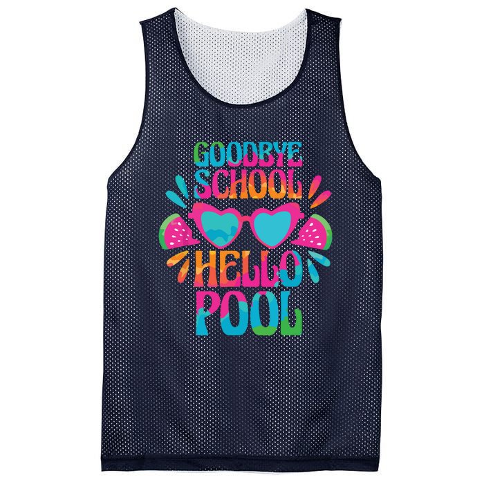 Goodbye School Hello Pool Watermelon Last Day Of School Mesh Reversible Basketball Jersey Tank