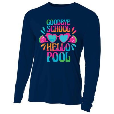 Goodbye School Hello Pool Watermelon Last Day Of School Cooling Performance Long Sleeve Crew