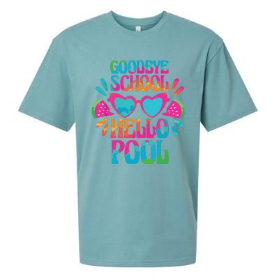 Goodbye School Hello Pool Watermelon Last Day Of School Sueded Cloud Jersey T-Shirt