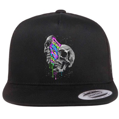 Galaxy Skull Halloween Flat Bill Trucker Hat