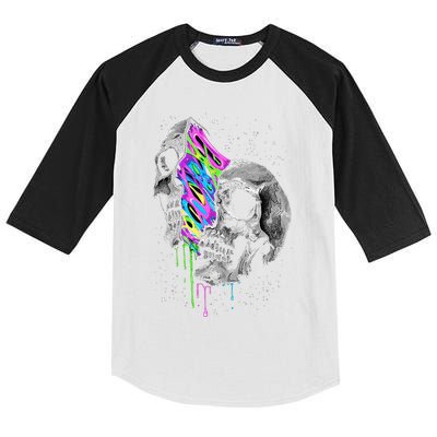 Galaxy Skull Halloween Kids Colorblock Raglan Jersey