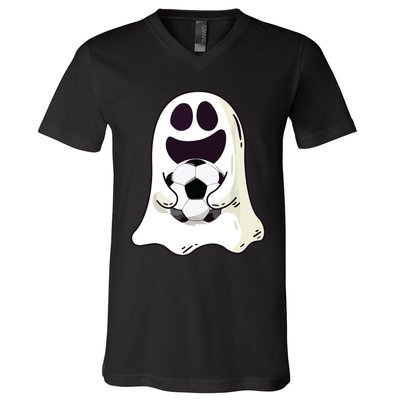 Ghost Soccer Halloween Costume Boy Gift V-Neck T-Shirt